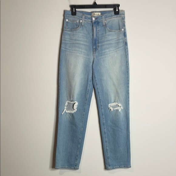 Madewell | The Perfect Vintage Straight Jeans Busted Knees Size 27 Light Wash - Picture 1 of 7